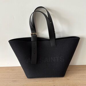 AllSaints Anik Black Felt Tote.